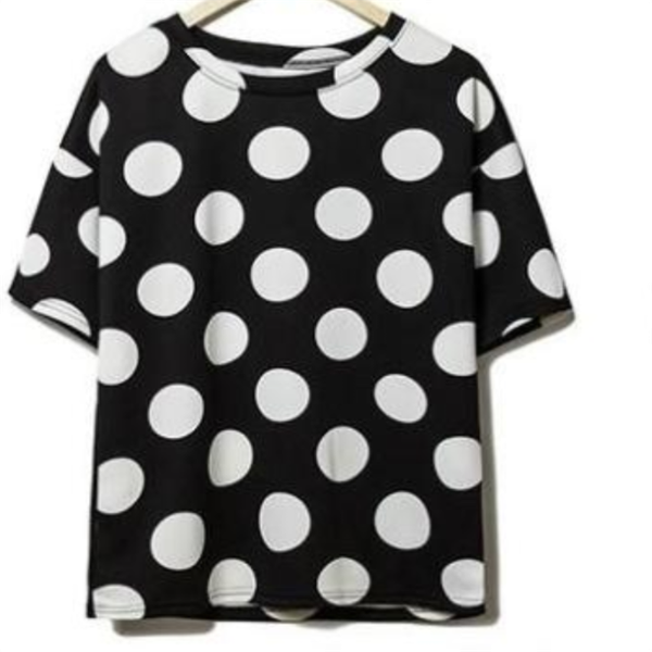 

men's t-shirts male korean version students retro polka dot short sleeve t shirt cotton hip-hop high large size, White;black