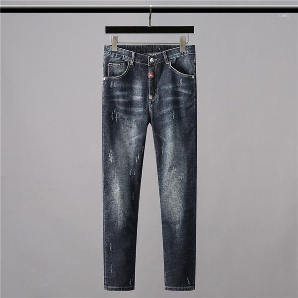 

high 2021 classic vintage morden future luxurious monster metal jeans cotton denim pants comfort casual 28-38 #1 men's, Blue