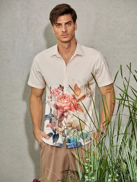 

men floral print shirt 51sw#, White;black