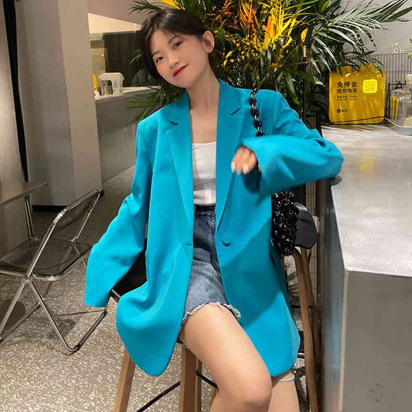 

women's suits & blazers [eam] women blue brief big size casual blazer lapel long sleeve loose fit jacket fashion spring autumn 2022 1de, White;black