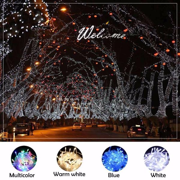 

strips eu plug led fairy string light lamp 10m 20m 30m 50m 100m outdoor christmas wedding party decor strip 4 colors