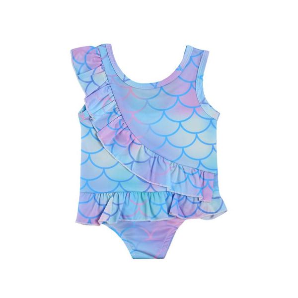 

clothing sets infant baby girls one piece bikini sleeveless ruffles print swimwear outfits 0-3y, White