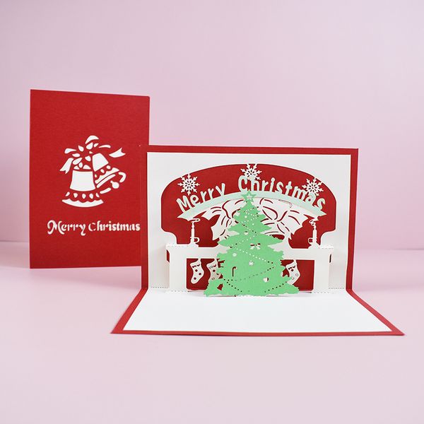 

silhouettes paper carving creative 3d three-dimensional christmas greeting card manual blessing selling tree