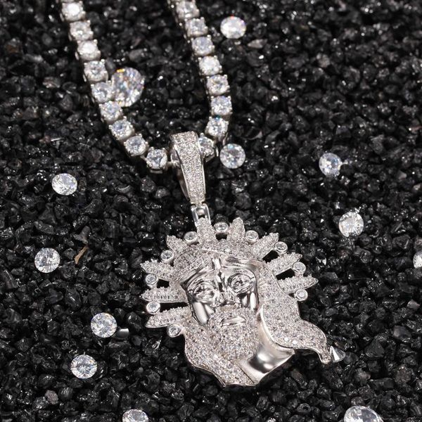 

bangle hip hop men's christ jesus zircon pendant hiphop chain, Black