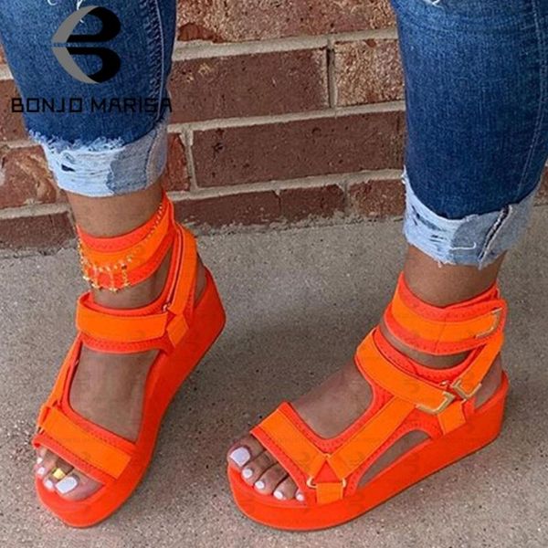 

trendy ins bright color sandals comfortable platform women summer wedges shoes woman, Black