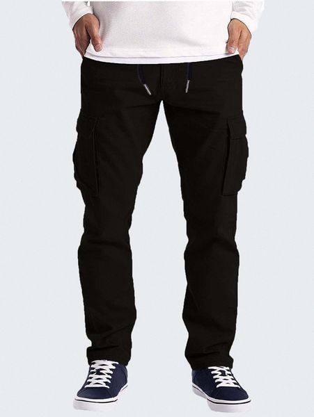 

men flap pocket side pants r0w4#, Black