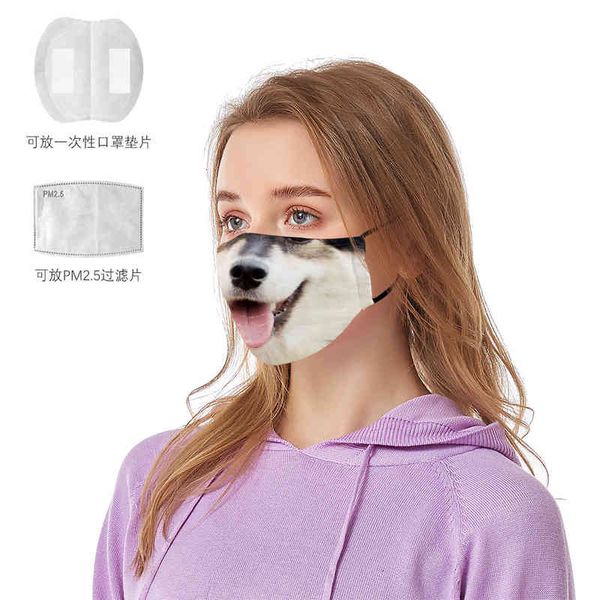 

and children's printed teaser dog personality washable cloth mask can replace pm2.5 filter