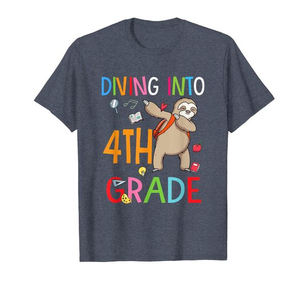 

dabbing sloth diving into 4th grade tshirt sloth school gift, White;black