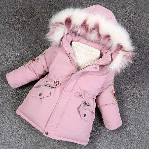 

children winter hooded coat thick warm long down jacket for girls parka kids clothes teen clothing outerwear snowsuit 2-10 y 211203, Blue;gray
