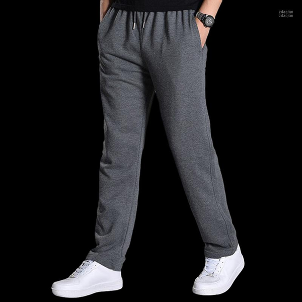

men's pants autumn winter men sweatpants sports running man knitted pockets elastic waist jogging casual male trousers solid 2021, Black