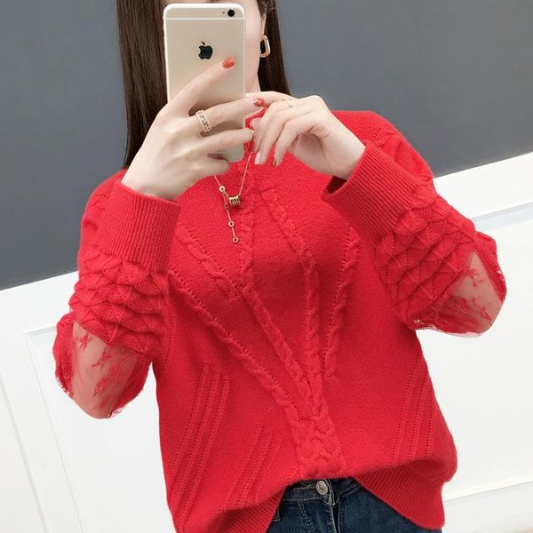 

women's sweaters 3226c area 42 left] - real picture two sides of twist and front back lace hollow needle shifting sleeve 54, White;black