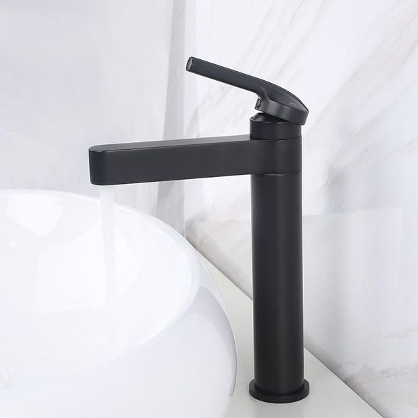 

innovative fashion black high bathroom sink faucet quality brass cold basin mixer bath tap faucets