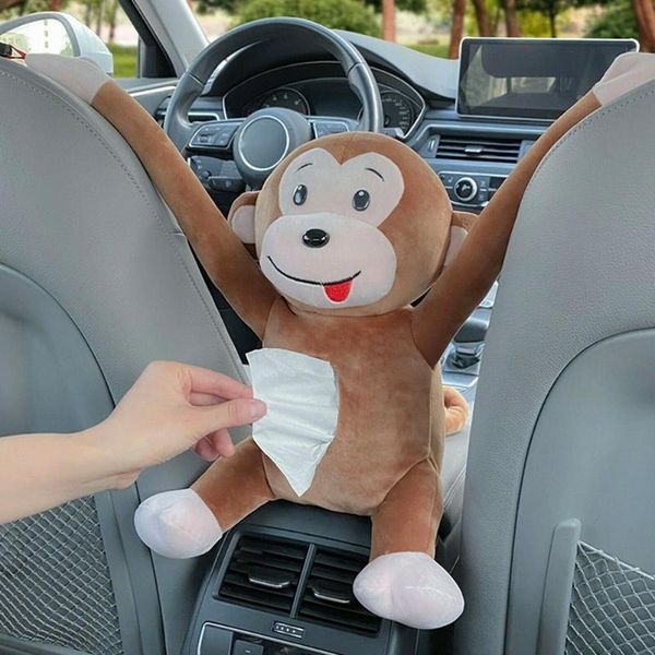 

cute cartoon car tissue box creative monkey velvet armrest seat storage bags