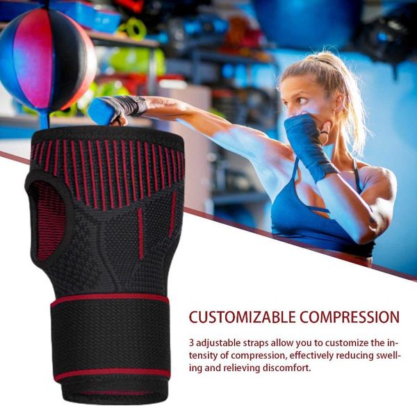 

wrist brace adjustable support compression wrap gym training wraps, Black;red