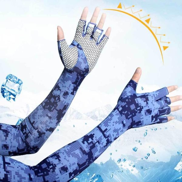 

elbow & knee pads uv ice cycling cover cool sleeves pair driving arm climbing warmers men summer fishing protection running outdoor sun for, Black;gray