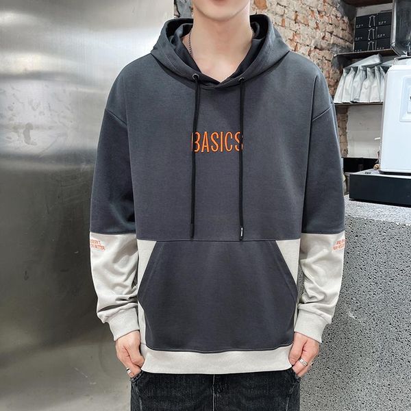 

men's hoodies & sweatshirts browon brand sweatshirt men long sleeve hoodie autumn and winter korean contrast stitching streewear fashio, Black