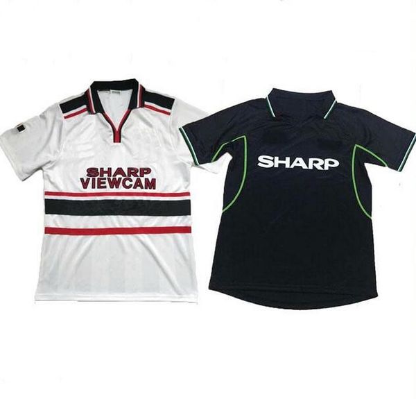 

1998 retro version manchester soccer jerseys 98/99 black beckham 10 cantona 7 giggs 11 solskjaer 20 classic shirt man football, Black;yellow