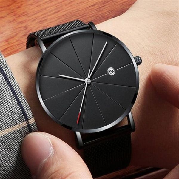 

wristwatches ultra-thin watches classic steel quartz date wristwatch casual mesh belt masculino relogios relojes para hombre reloj, Slivery;brown