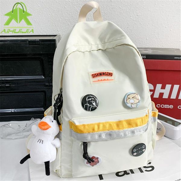 

backpack color matching simplicity backpacks nylon waterproof multifunction cartoon hasp rucksacks cute student travel school bags