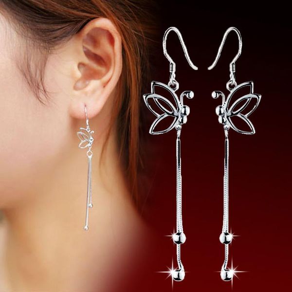 

dangle & chandelier fashion elegant long tassel silver earrings for women jewelry wedding drop earing brinco gifts c62-5