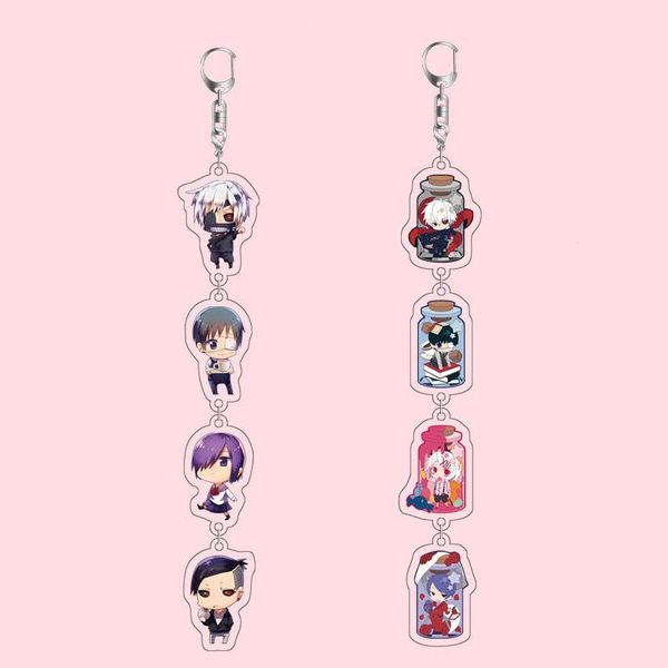 

keychains tokyo ghoul long acrylic anime keychain for bag car women men key ring cute romantic child gift drop, Silver