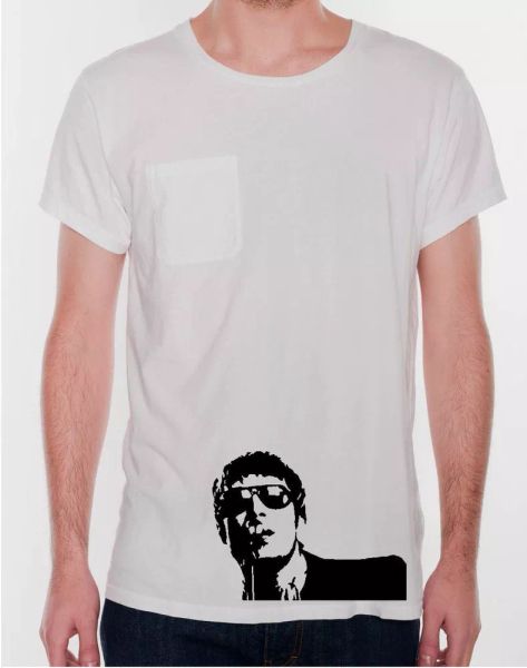 

liam gallagher cÃ´tÃ© oasis indie rock musique t-shirt, White;black