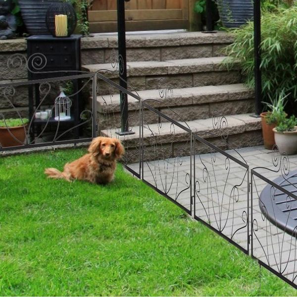 

fencing, trellis & gates 4pcs decorative garden fencing panels outdoor iron edge fence border for dogs decoration black