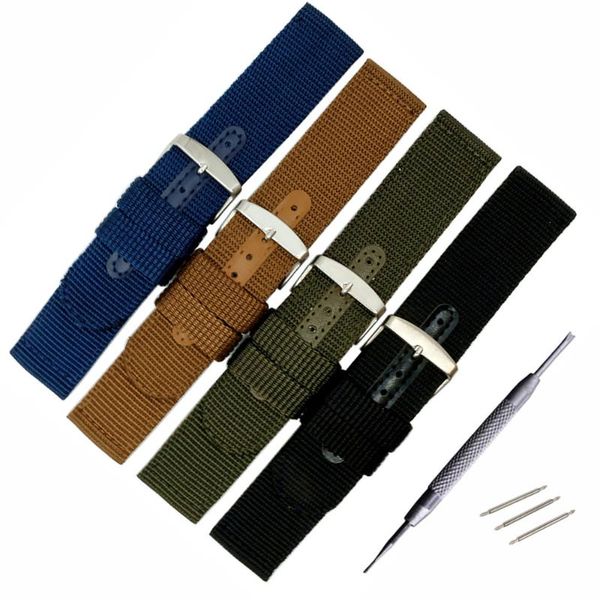

watch bands 18|20|22|24mm black brown blue green outdoor sports thickened nylon strap canvas waterproof