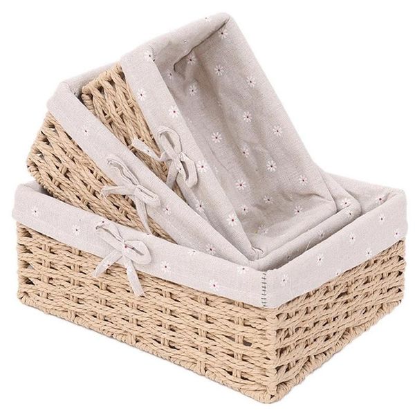 

storage baskets 3pcs handmade rattan household items fruit debris laundry finishing willow basket s m l