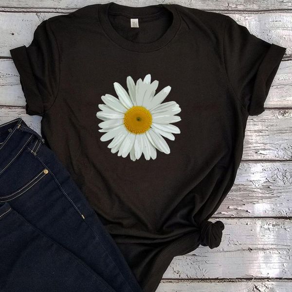 

women's t-shirt daisy heart shirt flower design plus size couple clothes graphic tee for gifting spring women t, White