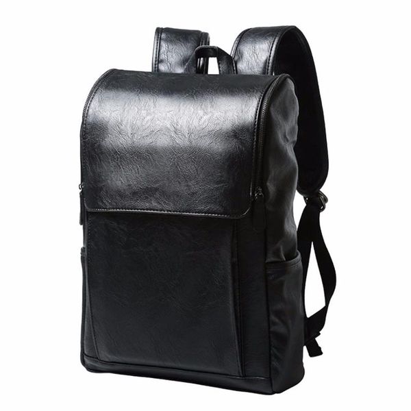 

backpack leather lapback pack for men women business notebook bag school office work pouch travel outdoor casual daypack