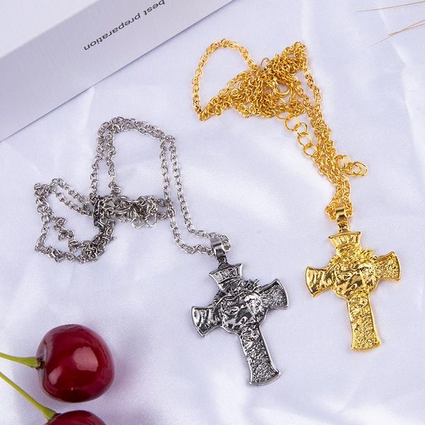 

chains 1pc vintage jesus christ crucifix pendant necklace for men women religious thorns charms retro gothic jewelry gifts, Silver