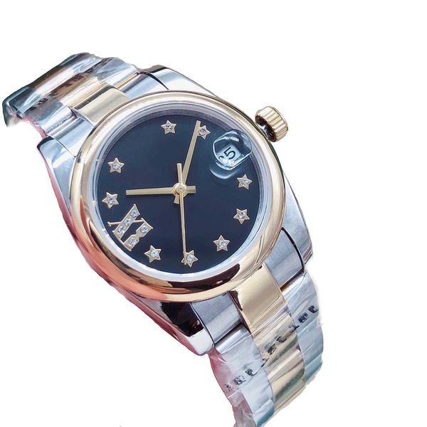 

fashion dadies datejust watch 2813 31mm automatic watches star dial decor diamond mechanical movement stainless steel wristwatches wristwatc, Slivery;brown