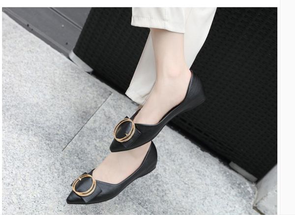

women's shoes in spring and autumn fashion flat bottom pointed end @1351, Black