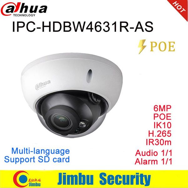

dahua 6mp ip camera ipc-hdbw4631r-as poe h.265&h.264 built-in sd card audio and alarm interface ip67 ik10 ir30m cctv cameras
