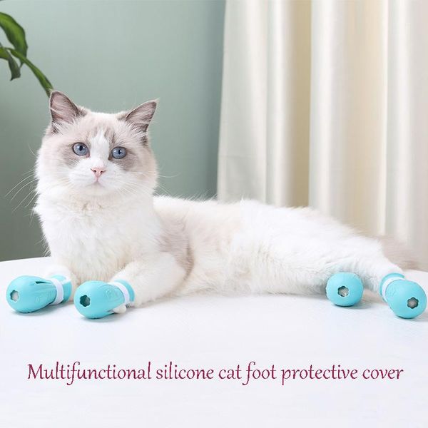 

cat costumes 4pcs/set foot cover pet anti-scratch and silicone shoes supplies claw protector