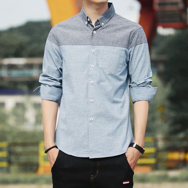 

men's cotton long sleeve shirt in spring and autumn of 2019, White;black