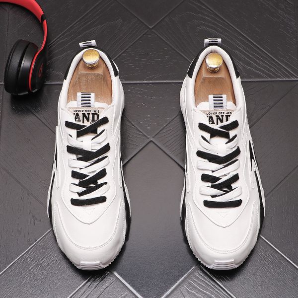 

fashion tide white dress wedding shoes spring autumn breathable non-slip lace-up wild casual sneakers luxury designers men outdoor sports wa, Black