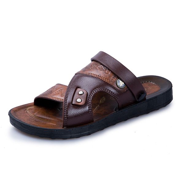 

men leather sandals summer classic shoes slippers soft sandals men roman comfortable outdoor walking footwear designer sandals, Black