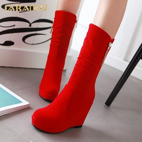 

boots sarairis 2021 design elegant increasing platform zip high heel woman sheos trendy metal tassel decoration shoes lady1, Black
