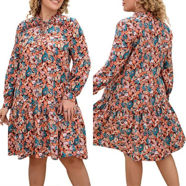 

casual dresses beach holiday style fashion vintage pirnt dress women summer oversized round neck commute for, Black;gray