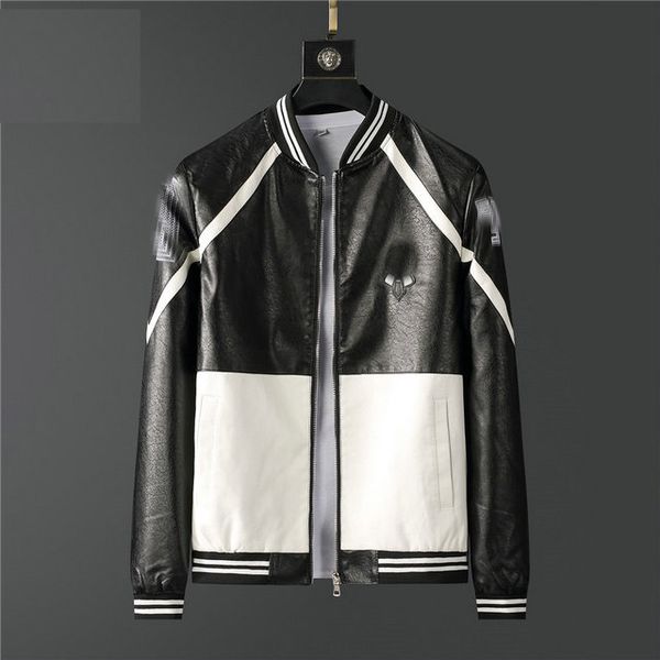 

2022autumn winter leather jacket men coats stand collar zipper black motor biker motorcycle leather jackets