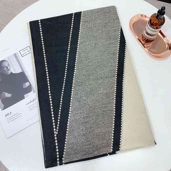 

design model room soft cloakroom decoration wardrobe scarf black gray beige v-word simple scarf, Blue;gray