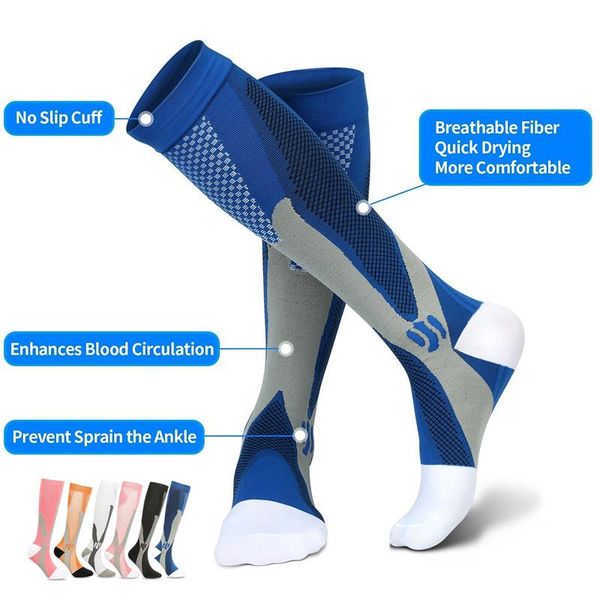 

men's socks compression nursing women men fit for sports nylon cycling stockings anti fatigue prevent, Black