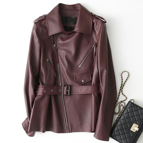 

women's leather & faux tcyeek 100% natural sheepskin coat female genuine jackets women slim short spring autumn outwear real coats 138, Black