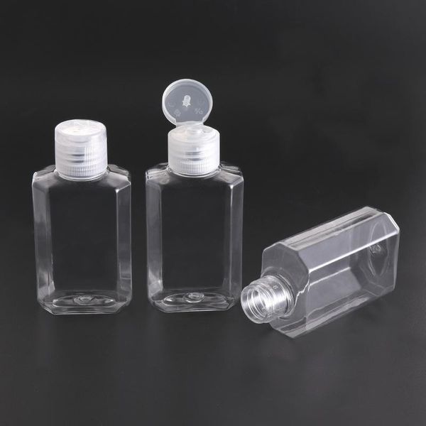 

60ml plastic empty hand sanitizer alcohol refillable bottle easy to carry transparent pet hand sanitizer soap bottles for liquid 0183pack