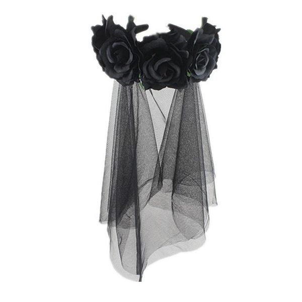 

bridal veils halloween rose veil makeup for festival carnival party (black pattern)