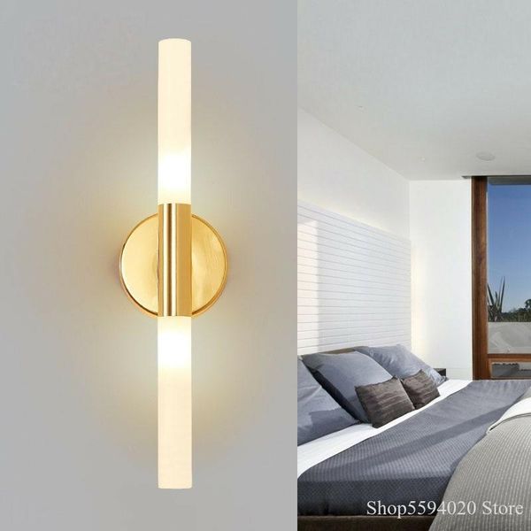 

wall lamp nordic golden lighting bedroom bedside lights living room led simple modern bathroom mirror sconce