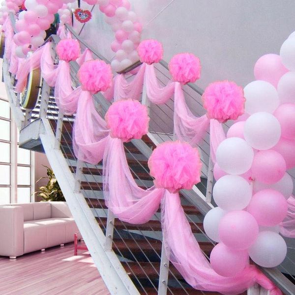 

party decoration 0.75m/10m stair handrails decor yarn spool tulle birthday gift wedding marriage favors event supplies
