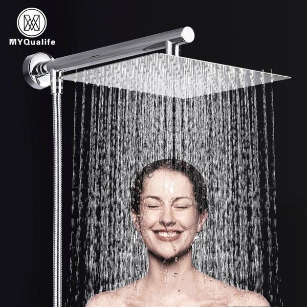 

bathroom shower sets myqualife 10 inch rainfall squre ultrathin head showerhead stainless steel hose wall mounted